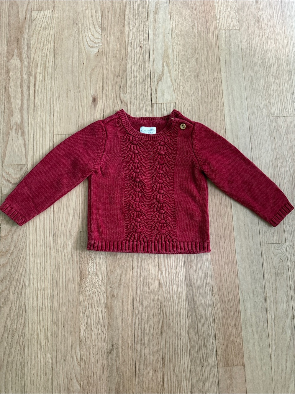 Little Planet organic cotton Cable Knit Button-Shoulder Sweater